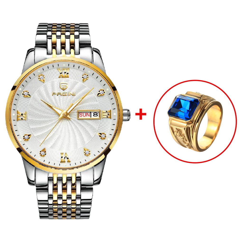 [Mã FARSBR15A giảm 10% đơn 99K] Đồng Hồ Nam PAGINI PA5588 Mặt Đính Đá - Dây Thép, Kim Loại Không Gỉ Cao Cấp - Fullbox