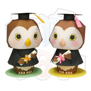 Mô hình giấy Lễ hội tốt nghiệp Message Doll (Graduation) chim cánh cụt cute