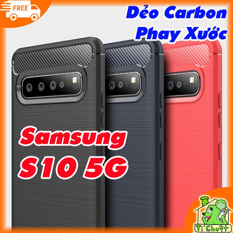 [Loại Tốt] Ốp Lưng Samsung S10 5G Dẻo Carbon Phay Xước Chống Sốc