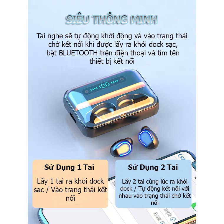 (Sản Phẩm Cao Cấp) Tai nghe Bluetooth Liên Thông True Wireless S9 - Khử tiếng ồn CVC8.0 - Pin khủng 120h | BigBuy360 - bigbuy360.vn