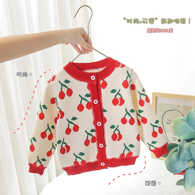 Áo khoác cardigan dệt kim thiết kế đáng yêu cho bé gái