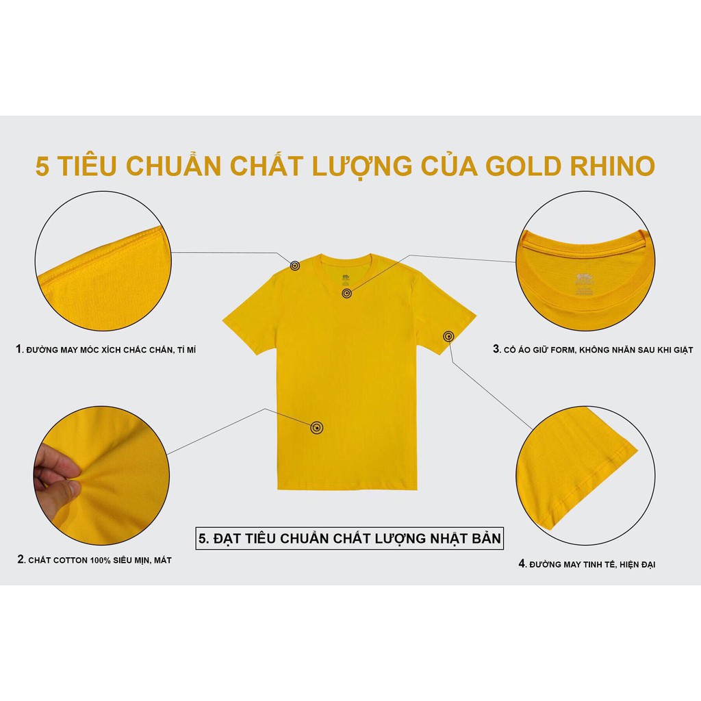 Áo thun nam trơn 100% cotton cao cấp thương hiệu Gold Rhino màu Xanh Đen