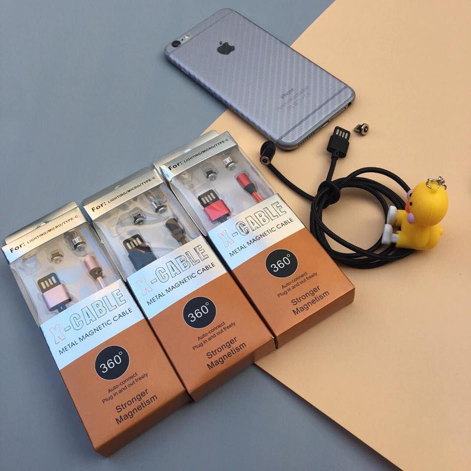 CÁP TỪ HÍT NAM CHÂM 2 TRONG 1 ĐẦU LIGHTNING + MICRO CAO CẤP DÀI 1M