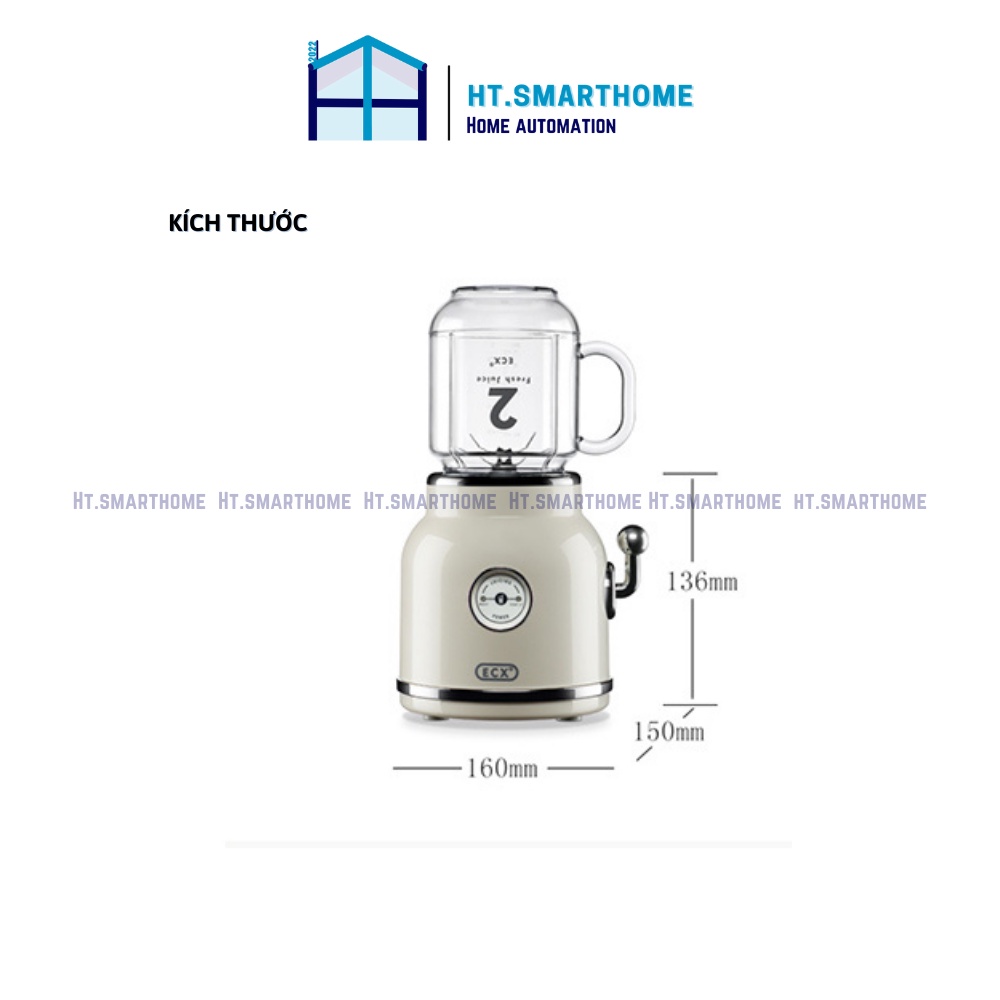 Máy xay sinh tố đa năng ECX 300W 600ml - Dao xay inox 6 lưỡi - Bộ sản phẩm 1 máy 2 cốc tiện lợi nhỏ gọn