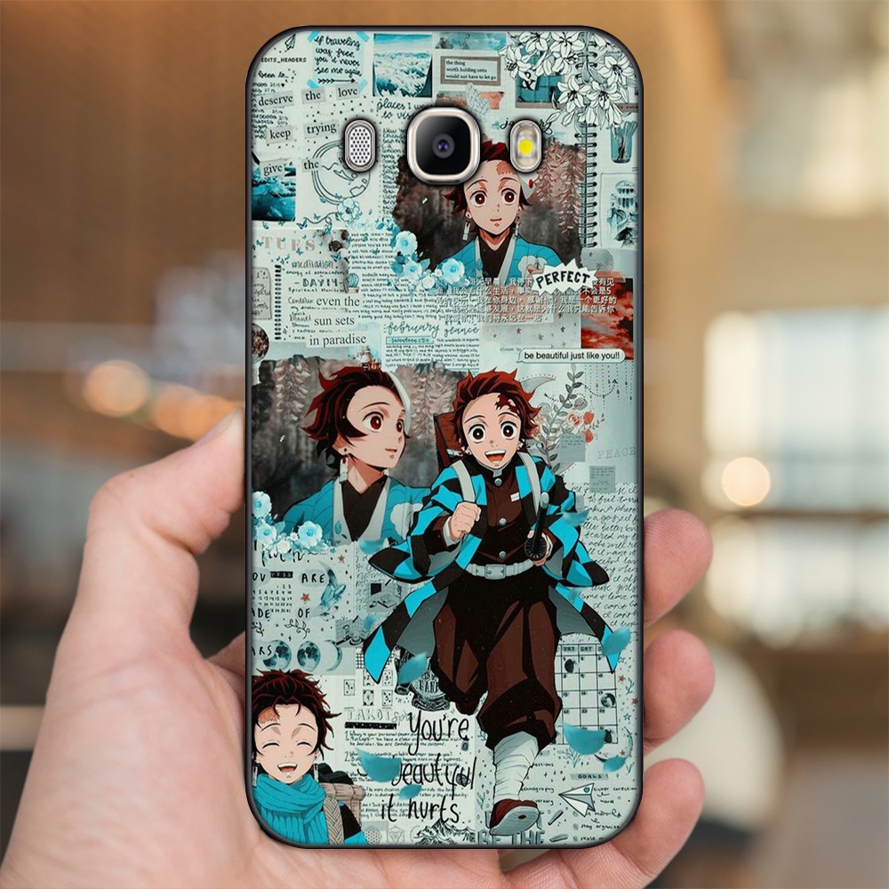 Ốp lưng Samsung J5 2016, J7 2016 viền đen in hình Tanjiro Kimetsu No Yaiba