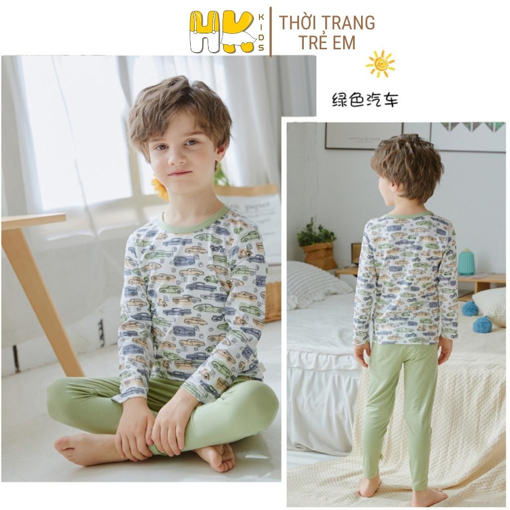 Bộ quần áo dài tay 4 mùa cho bé HK KIDS chất pettit thun lạnh mềm mát cho bé mặc phòng điều hoà size 90-160