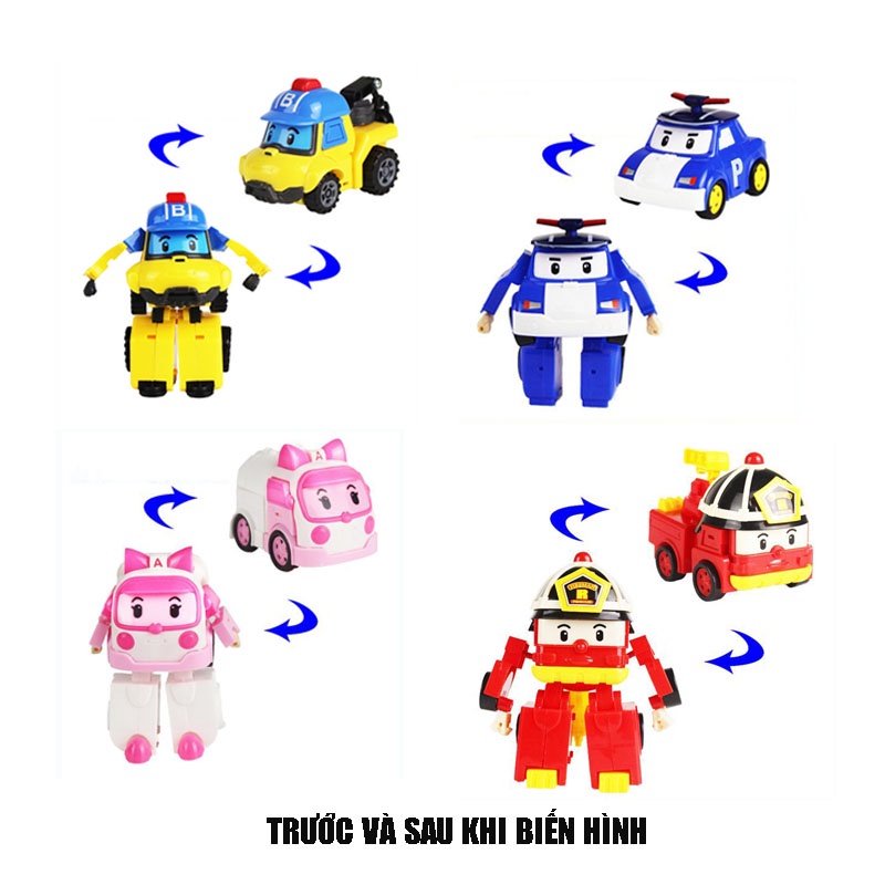 Bộ 6 xe ô tô đồ chơi Biệt đội Poli Robocar biến hình