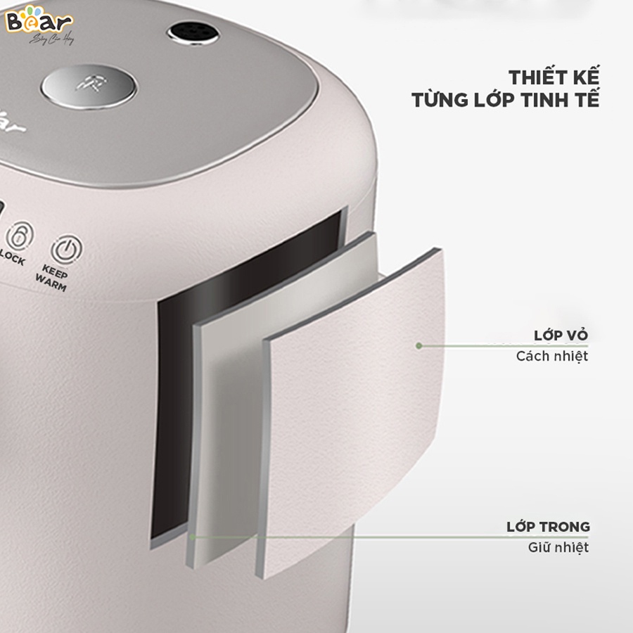 Bình thủy điện Bear 3L, 11 mức nhiệt, khử Clo thông minh, 2 chế độ nấu nước tiện lợi – Hàng chính hãng BH 18 tháng