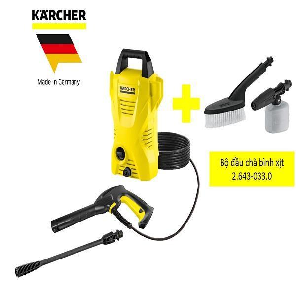 Combo máy phun rửa áp lực cao Karcher K2 basic oj và bộ đầu chà bình xịt - TC MART