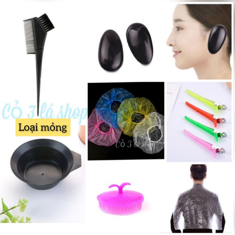 Sỉ dụng cụ nhuộm tóc nhiều phân lọai để lựa chọn, tại nhà, salon,lược, kẹp mỏ vịt, chén ,áo ,mũ, nút bịt tai