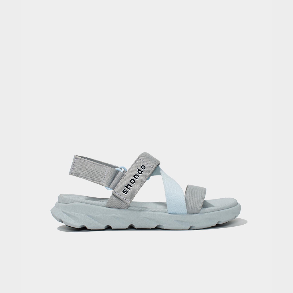 Giày Shondo Sandals F6 sport đế xám phối quai xanh da trời F6S2030