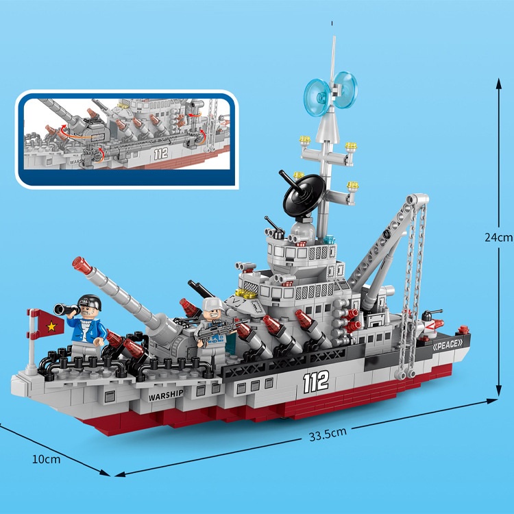 BỘ ĐỒ CHƠI XẾP HÌNH TÀU CHIẾN HẠM, CHIẾN THUYỀN  - Đồ Chơi Lắp Ráp Tàu Hải Quân