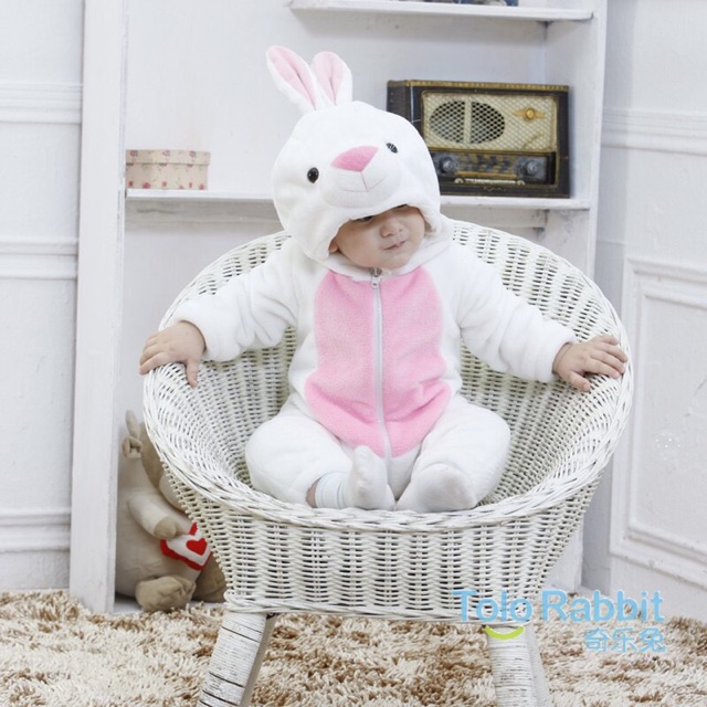 BLT013 bộ liền băng lông con thỏ trắng 0 đến 24 tháng