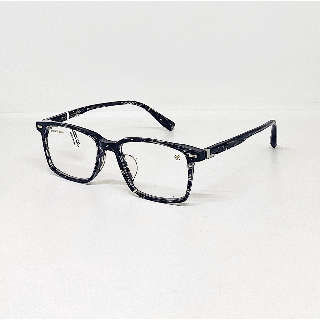 Gọng kính cận nam nữ NHUNG HIẾU dáng chữ nhật 17252 nhựa acetate và titan cao cấp
