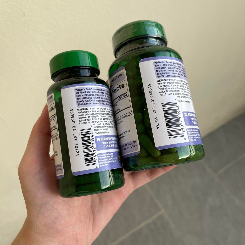 Viên uống thải độc gan, làm mát gan Milk Thistle Extract 1000mg 90, 180v Puritan's Pride