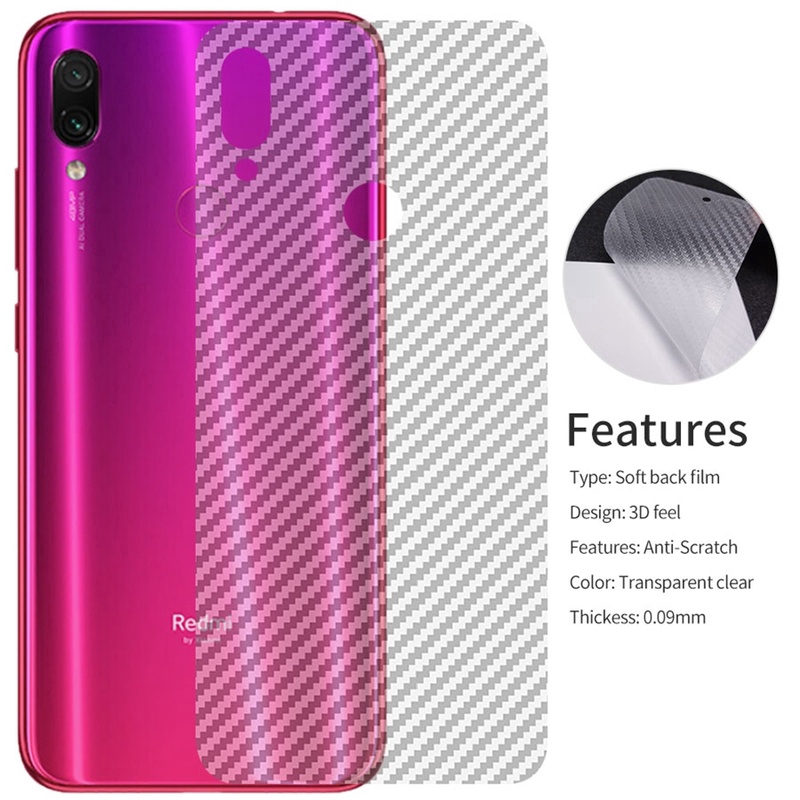 Redmi 9 9C 9A K30 K20 Note 9s 8 7 6 5 Pro 7a 8a 5a Prime Miếng Dán Lưng Sợi Carbon Cho