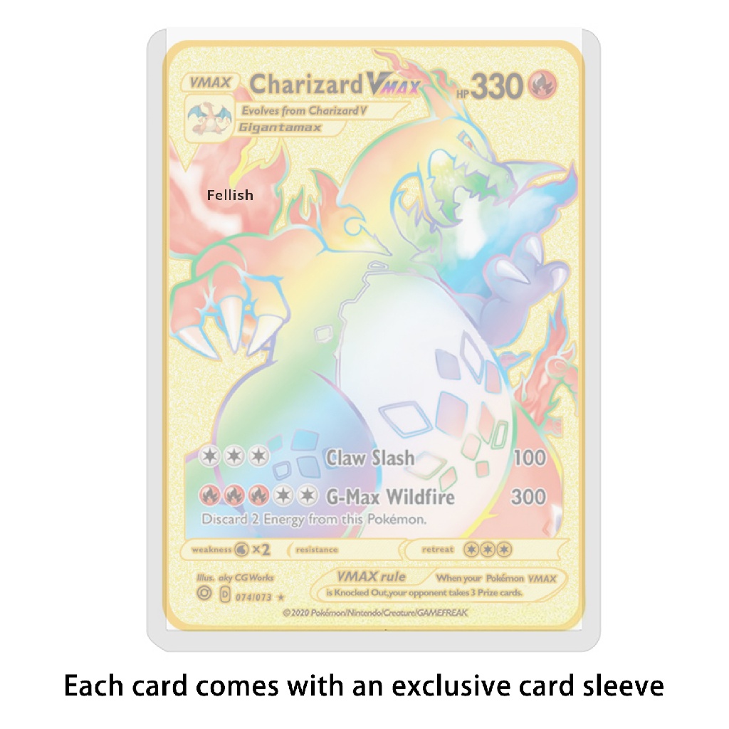 Set 4 thẻ bài Pokemon mạ vàng siêu mỏng Vmax