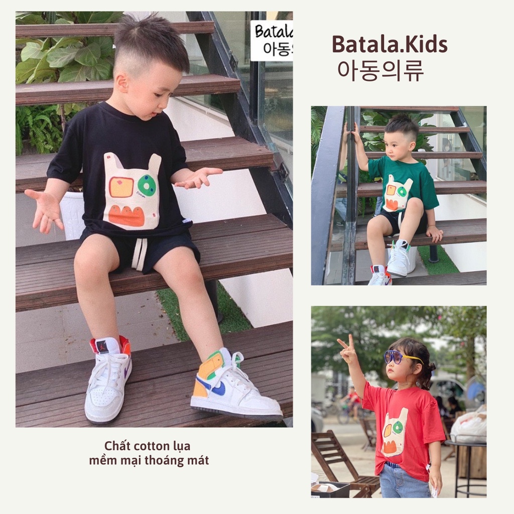 Áo Phông Cotton Batala Kids cho bé trai bé gái kiểu dáng thụng Hàn Quốc hoạ tiết túi xách từ 1-6 tuổi ATX01
