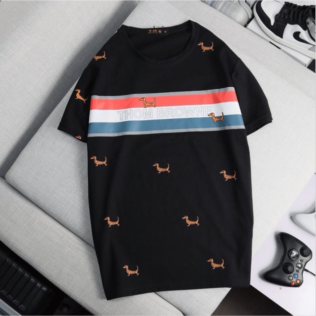 Áo Thun Nam Cổ Tròn Phối Sọc Họa Tiết Phong Cách Đơn Giản Đẹp Tinh TẾ