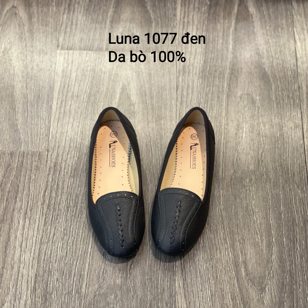 Giày bệt nữ búp bê đế bằng mềm êm chân Lunashoes (1077) mũi tròn da bò 100% bảo hành 2 năm fullbox