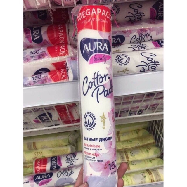 Bông Tẩy Trang Aura Beauty Cotton Chính Hãng 120+30 Miếng