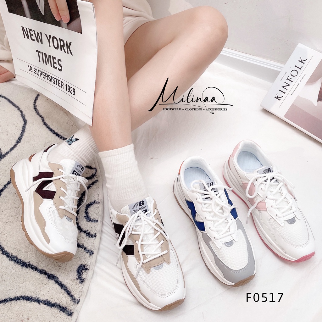 GIÀY THỂ THAO NỮ ĐẾ ĐÔN 3P CỘT DÂY CHỮ N 6601 F0517