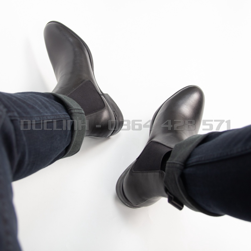 [TẶNG TẤT CAO CỔ] Giày Chelsea Boots Da Sần Đen, Phiên bản Mũi Tròn mạnh mẽ đế lót tăng 6 cm chiều cao dễ phối đồ | BigBuy360 - bigbuy360.vn