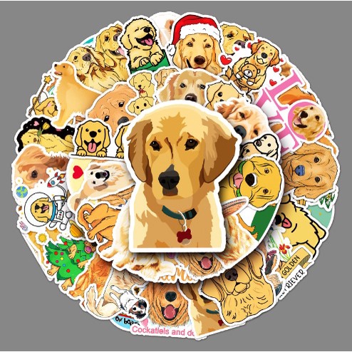 [50 Hình] Sticker chó Golden dán trang trí laptop, mũ nón bảo hiểm, vali, xe tay ga, ván trượt - DB.142
