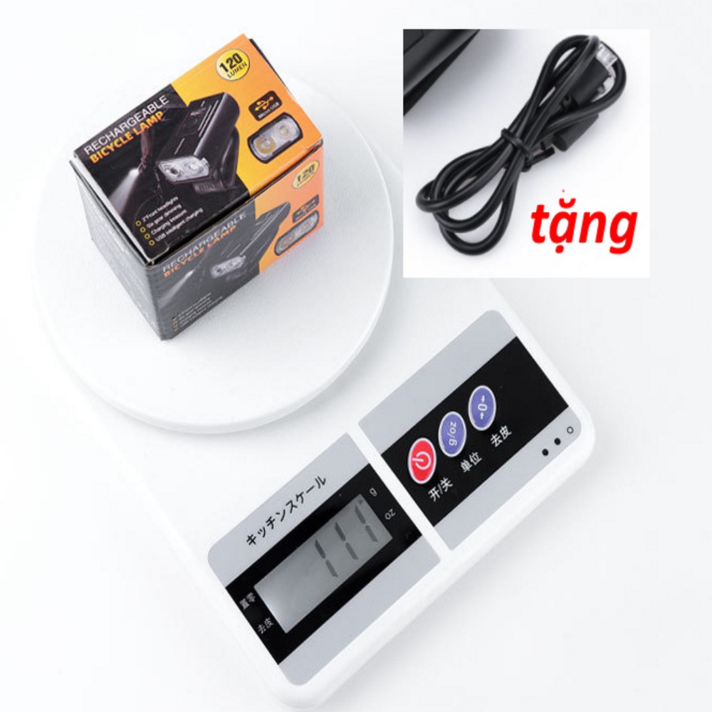 đèn xe đạp thể thao siêu sáng 2 mắt led T6 vỏ nhôm DP02 chống nước pin sạc usb tặng kèm dây sạc