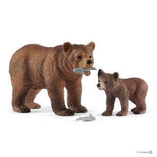 Đồ chơi Schleich Đức - Mẹ con Gấu Xám - Mã SP 42473