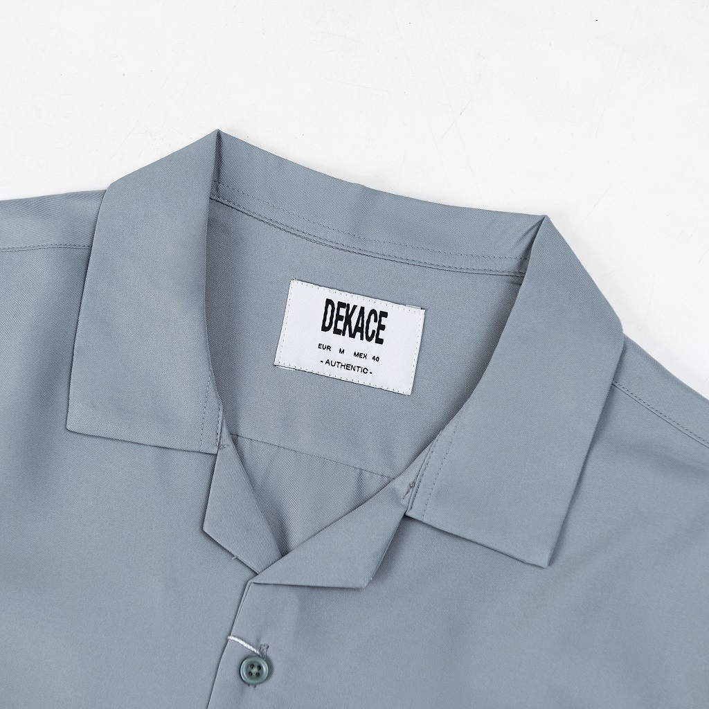 Áo Sơ Mi Nam Tay Ngắn Cổ Vest Cuban Shirt Vải Chéo Thái Dày Dặn