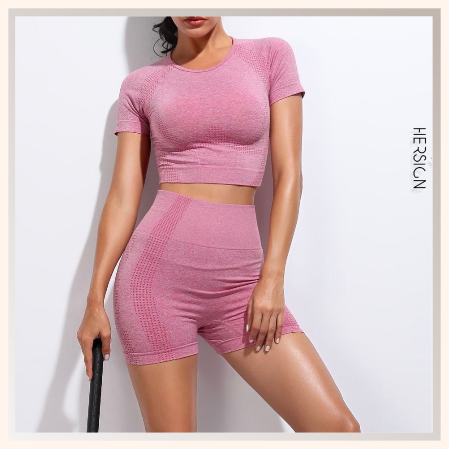 BỘ ĐỒ TẬP YOGA SET TẬP GYM NỮ QUẦN ĐÙI ÁO CROPTOP NGẮN TAY MẪU MỚI HERSIGN-SET17