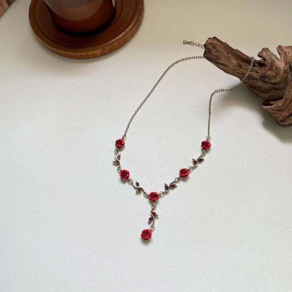 USNOW Vòng Cổ Choker Họa Tiết Hoa Hồng Thời Trang Năm Mới Cổ Điển