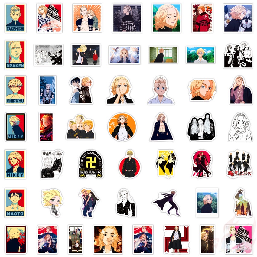 Bộ 100 miếng hình dán họa tiết tokyo revengers hỗn hợp chủ đề B trang trí laptop/ hành lý DIY