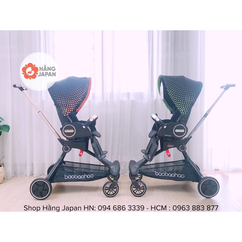 Xe đẩy cho bé Baobaohao V9 gấp gọn có tư 3 tư thế nằm, ngả,ngồi đẩy 2 chiều cho trẻ sơ sinh từ 0-5 tuổi