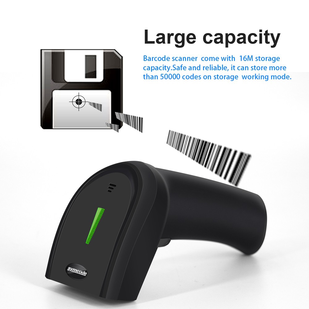Máy quét mã vạch 1D QR 2D cầm tay không dây USB 2.4Ghz tiện dụng