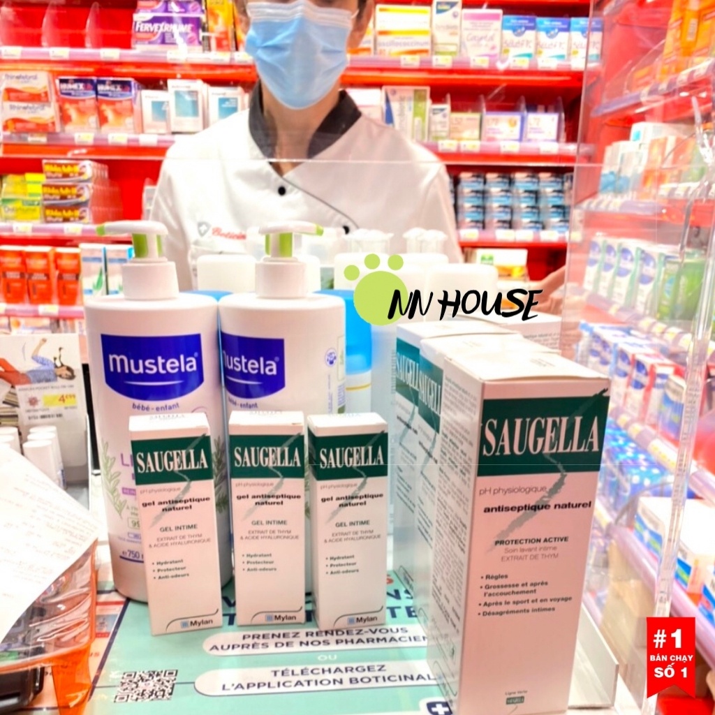 Gel phụ khoa Saugella Gel Antiseptique Naturel bôi khi bị nấm, ngứa, chăm sóc vùng kín, dưỡng ẩm,vệ sinh phụ nữ tự nhiên