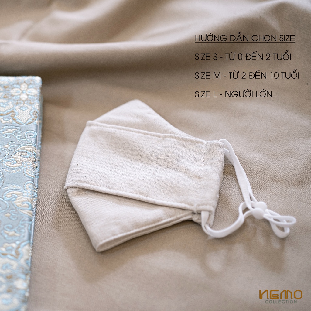Khẩu Trang NEMO Vải Mộc 100% Linen, Chống Nắng, Lọc Bụi, Lọc Khuẩn, Thoáng Khí - KTBM