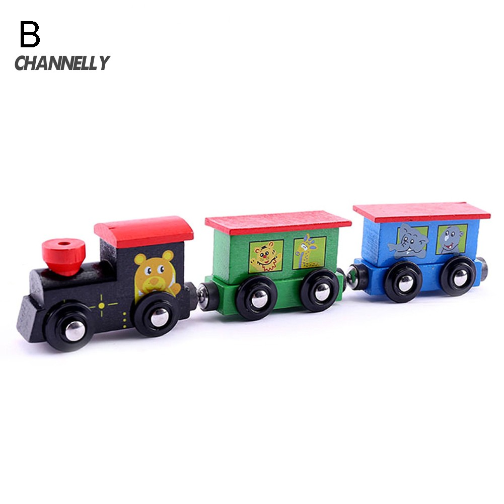 Set 3 Xe Lửa Đồ Chơi Bằng Gỗ Có Nam Châm Cho Bé