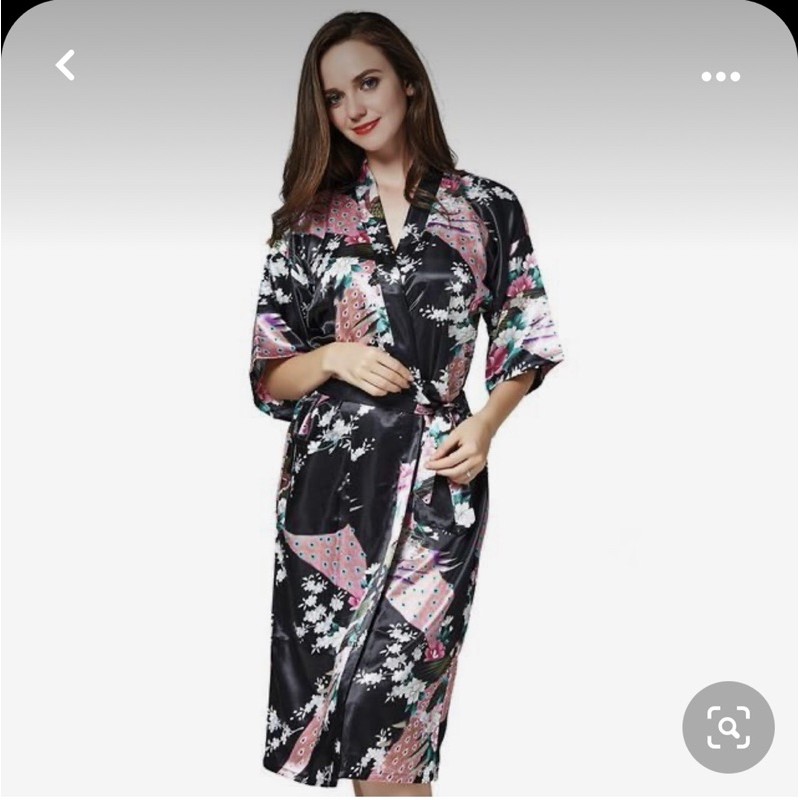 [50-75ký]Áo khoác lụa kimono  hoạ tiết công phượng