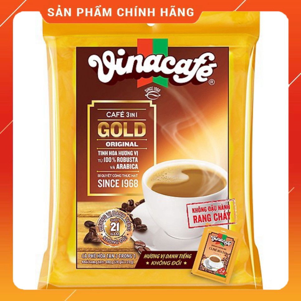 Cà Phê Sữa Hòa Tan VinaCafé 3 in 1 Gold Original 480g (20g x 24 gói)