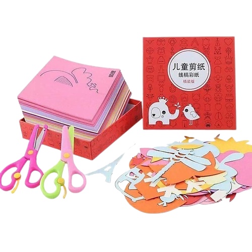 Bộ Đồ Chơi Cắt Giấy Thủ Công Cho Bé 240 Giấy Màu Và 2 Kéo Cắt An Toàn Tiện Dụng