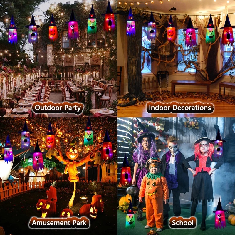 (Meteorite) Đèn Lồng LED Phát Sáng Hình Nón Phù Thủy Trang Trí Tiệc Halloween