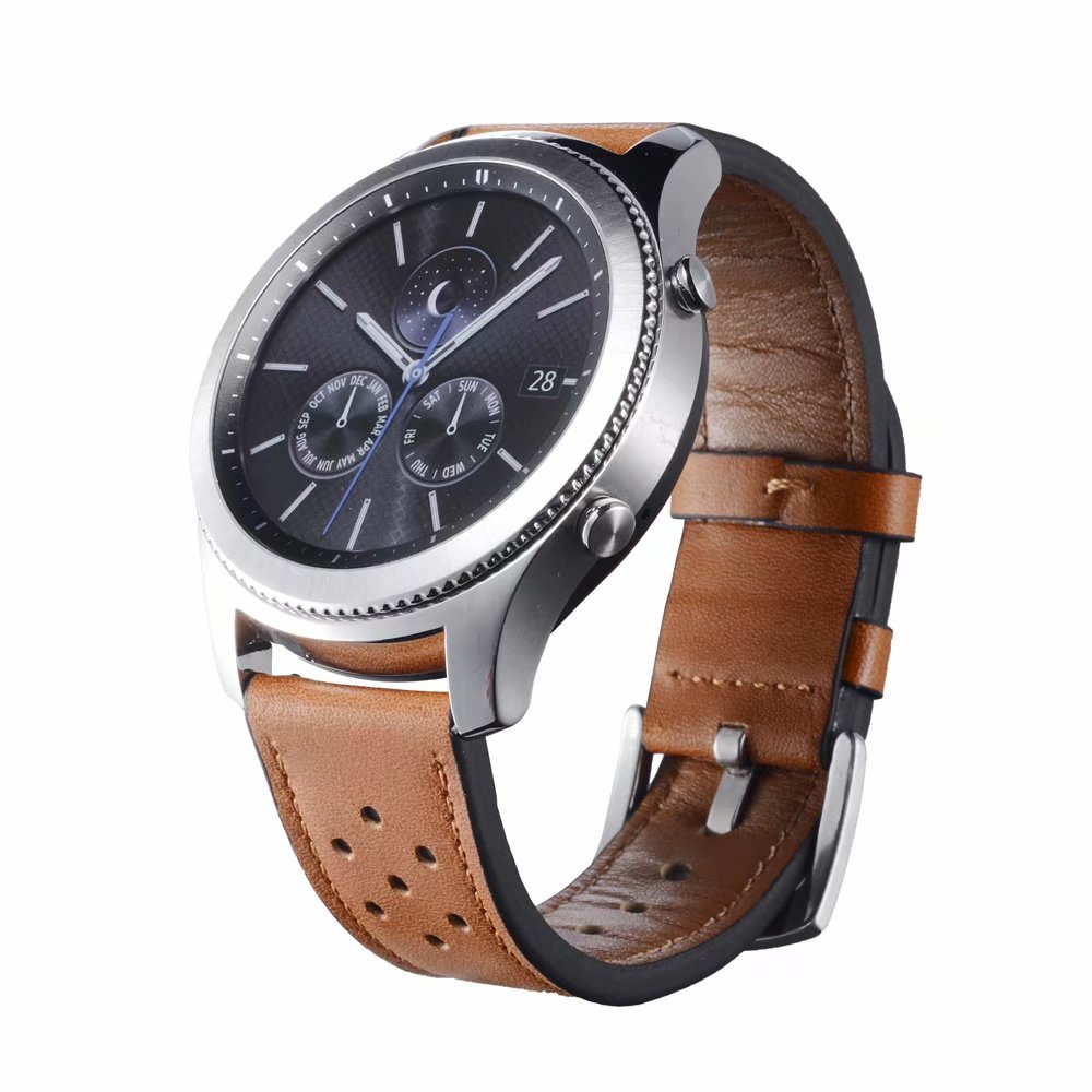 22mm Plum Hole Genuine Leather Strap For Samsung Galaxy Watch 3 45mm Band Gear S3 Galaxy Watch 46mm Bracelet For Huawei Watch GT Band