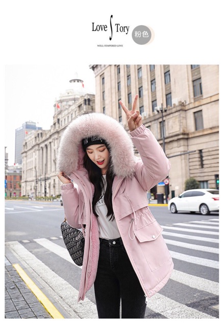 Hàng nhập quảng châu-Áo khoác phao nữ lót lông HP046 | BigBuy360 - bigbuy360.vn