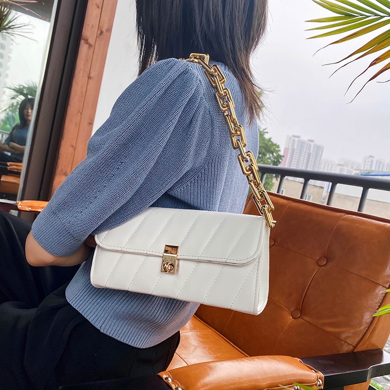 Túi Đeo Vai Kết Cấu Một Bên Vai Phối Dây Xích Đa Năng