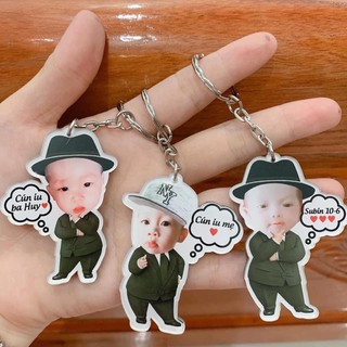 Móc khoá chipi in hình ghép mặt theo yêu cầu