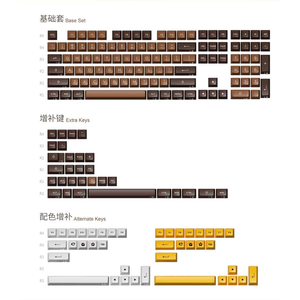 Keycap AKKO ASA Chocolate PBT doubleshot nút bàn phím