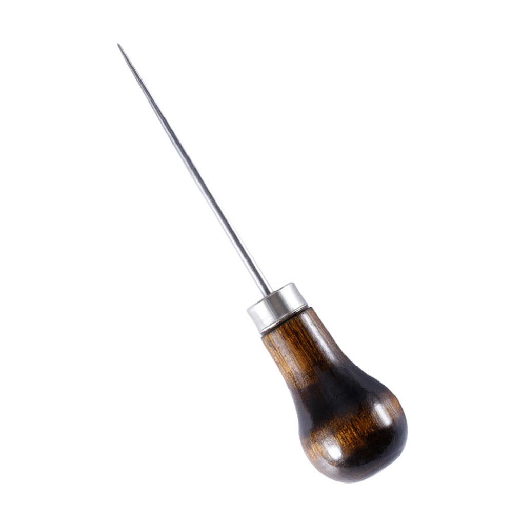 (toyman) Kim Đục Lỗ Tay Cầm Gỗ Bằng Thép Không Gỉ Awl Cho Khâu Vá Đồ Da Thủ Công