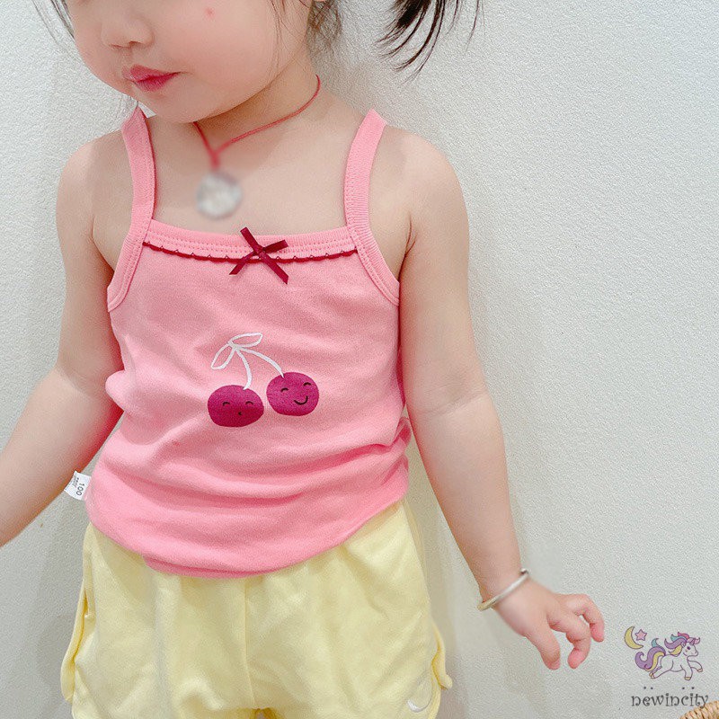 Áo Ba Lỗ Vải Cotton Thoáng Khí In Hoạt Hình Kiểu Hàn Quốc Thời Trang Mùa Hè Dành Cho Bé Gái